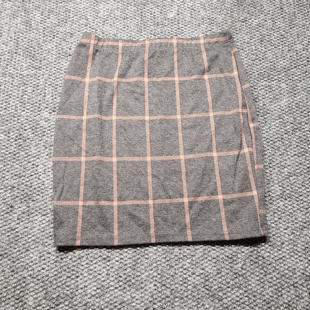 Y2k Adara Mini Skirt Womens S Gray Grid Plaid Pink Stretch Elastic Waist Preppy